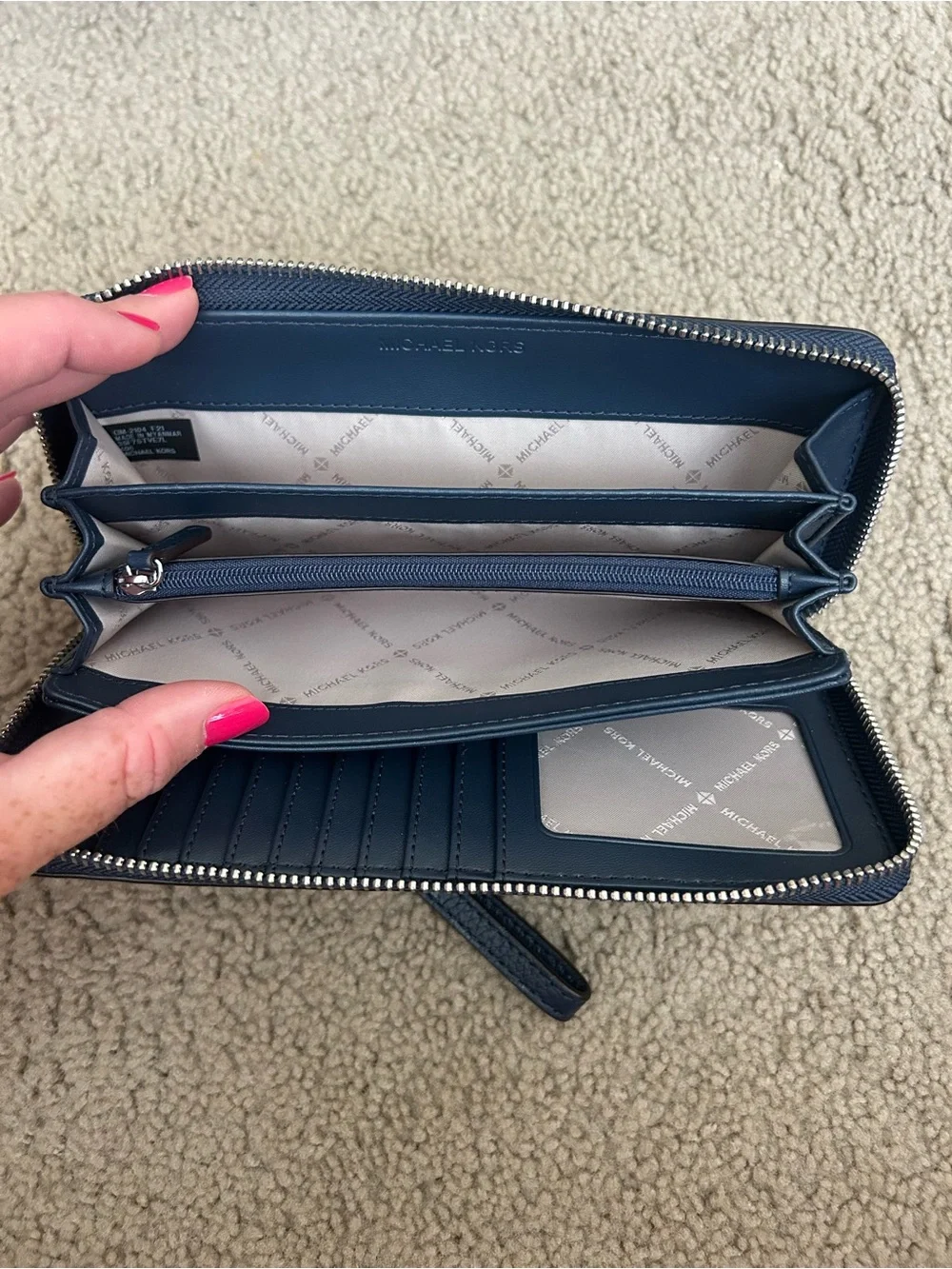 Michael Kors Navy MK Logo Backpack with Matching Wallet